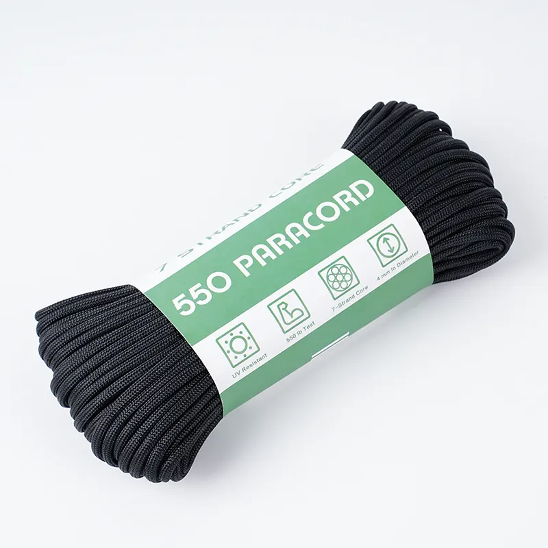 7 Strand Core 4mm Soladach Dubh 550 Paracord poileistir 7 Strand Core 4mm Soladach Dubh 550 Paracord poileistir