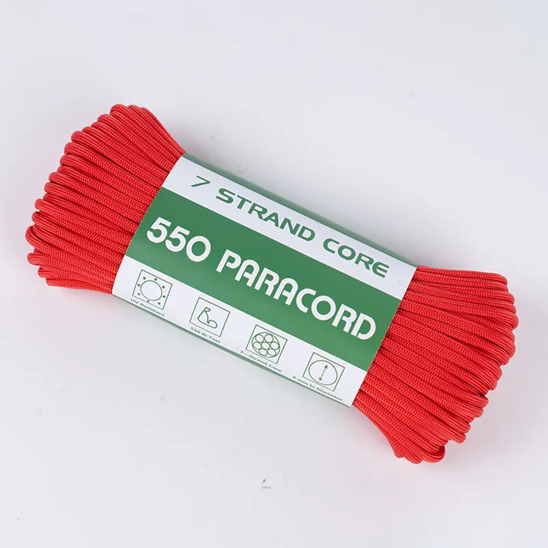 7 Strand Core 4mm Soladach Dearg 550 Paracord poileistir